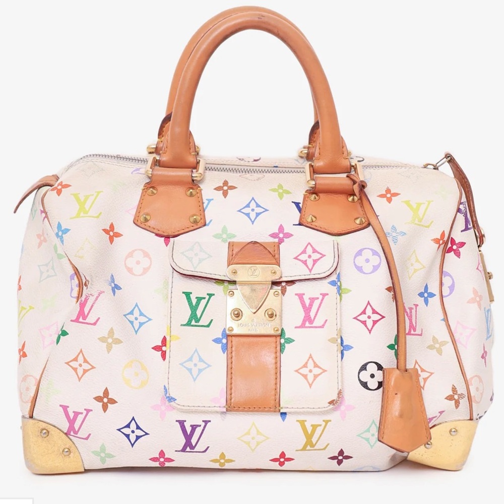 LOUIS VUITTON x Takashi Murakami 2007 White Multicolore Speedy 30